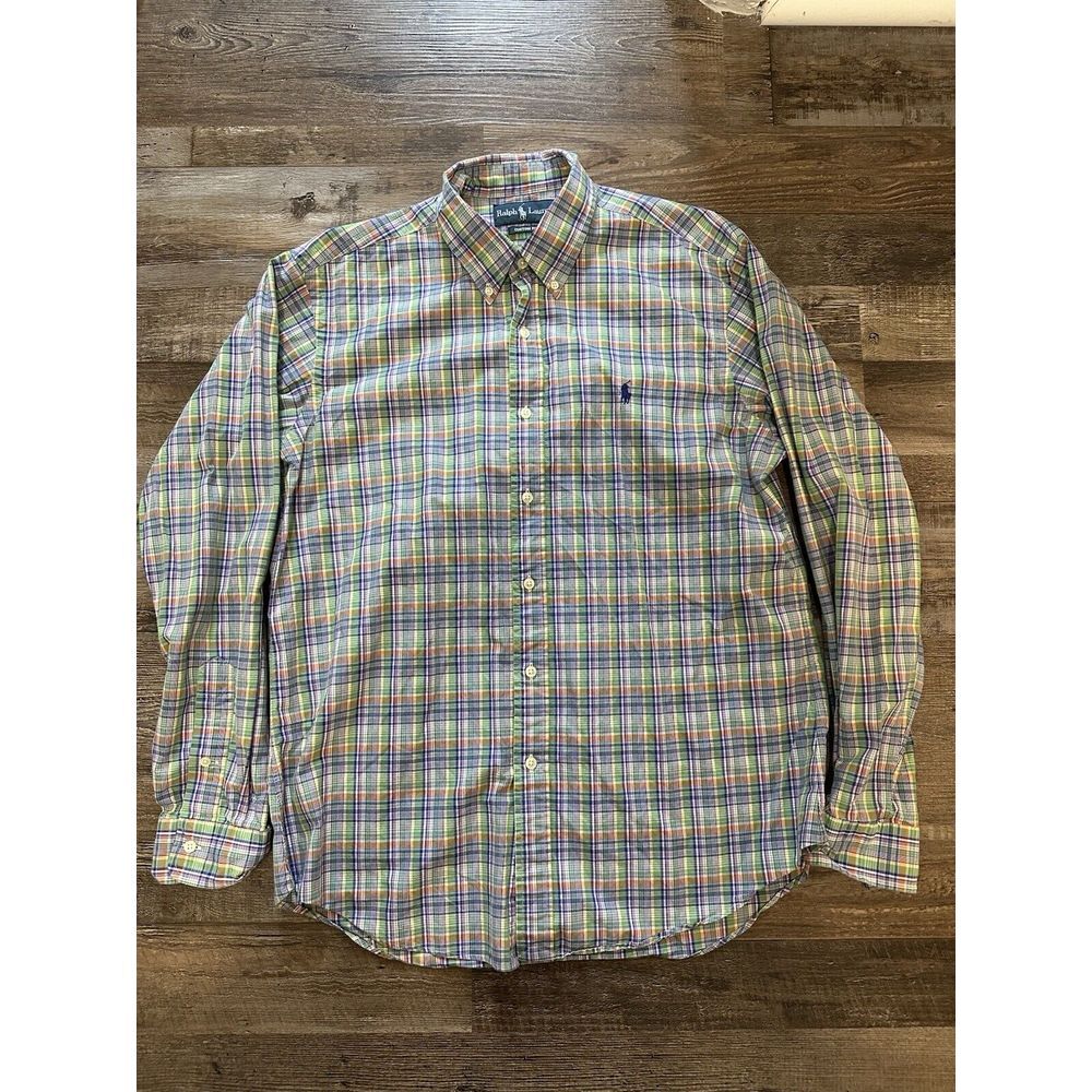 Ralph Lauren Custom Fit Shirt Mens Size Large Spring Color Blast / Easter (LS)